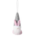 Gnomo de Pascua de peluche con orejas de conejo rosa para una decoración festiva - Gris