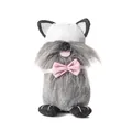 Muñeco de peluche de gnomo de Pascua hecho a mano con barba gris y pajarita rosa - Estilo de sombrero blanco