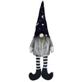 Handmade Halloween long-legged gnome doll with star and moon wizard hat for home decor - Straight Hat Style