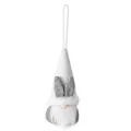 Lindo adorno de gnomo de Pascua de peluche para colgar con orejas de conejo gris y blanco - Blanco