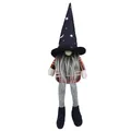 Halloween long-legged gnome doll with witch hat and plaid body for home decor - Top Hat Style