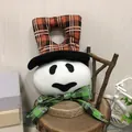 Halloween plush ghost door hanger decoration featuring orange plaid hat and green bow tie - 25cm x 16cm / Ghost Style