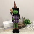 Halloween green witch doll in purple plaid dress and orange hat for party decor - Witch / 1 Piece