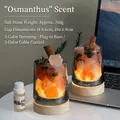 Crystal stone aroma diffuser night light with osmanthus essential oil and wooden base - Sunset Gold - Osmanthus (With Gift Box And Bag)(yt88) / Standard Set