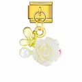 Breloque modulaire italienne dorée avec une rose irisée, un papillon et une perle élégante. - Style Papillon Or Rose Blanche Irisée (ICG892-1)
