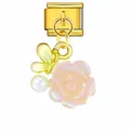 Charme modulaire italien avec pendentif rose papillon irisé et perle sur lien doré - Style Papillon Or Rose Rose Irisée (ICG892-2)
