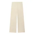 Vista frontal de unos elegantes pantalones rectos color crema con cintura sin costuras. - XS / Bottoms / Blanco Roto