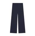 Detailed view of navy blue straight-leg trousers for autumn, professional business attire - XS / Bottoms / Navy Blue