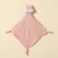 Premium soft pink cotton gauze baby security blanket with a lovely fox character - Deep Pink