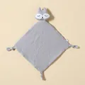 Premium soft gray 100% cotton gauze baby security blanket with cute animal fox head toy - Gray