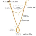 Misure dettagliate della collana a doppio strato in acciaio inox con perle e pendente - P2034-Collana di Perle a Doppio Strato / 40+5cm