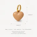 Nude beige enamel heart pendant charm with gold PVD coated stainless steel hoop - Gold Heart