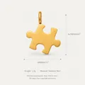 Detailed gold-plated stainless steel puzzle piece pendant with size and weight markers - Puzzle Piece Pendant