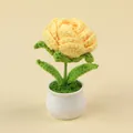 Handmade crochet yellow rose in a white ceramic pot, tabletop decor for home office - Large Rose Potted Plant / Yellow