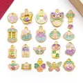 Colorful enamel lucky charms in traditional Chinese Guochao style for DIY jewelry making - Chinese Pearlescent Theme (SN1817) / 20 Pieces/Pack / Two-Tone Pearlescent Antique Gold