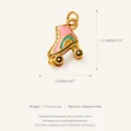 Pendentif en acier inoxydable en forme de patin à roulettes avec émail rose et arc-en-ciel - Patin Doré