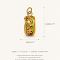 Taco-Anhänger aus vergoldetem Edelstahl mit Emaille-Details, Größe 20 mm x 8 mm - Sandwich Gold