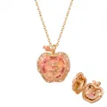 Delicate pink gold apple locket necklace featuring a ballerina fairy design for girls - Elf Apple Necklaces