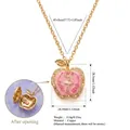 Elegant pink apple locket necklace featuring a ballet dancer design made of copper - Ballerina (HSNK261905RI) / Ballerina Apple Necklace