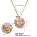 Pink gold apple-shaped locket necklace with enamel carousel design - Pink Blue Carousel (HSNK261905RI) / Pink Blue Carousel Apple Necklace