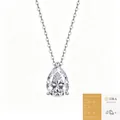 Ciondolo scintillante in moissanite a pera su una delicata catena in argento 925 - Moissanite (Argento/con Certificato GRA) / 5*8mm