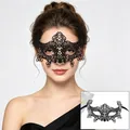 Elegant black lace masquerade eye mask for women, perfect for parties and Halloween. - 04 Large Fox