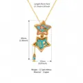 Detailed gold-plated copper star locket necklace featuring miniature room scene and charm - Home Scenes / Blue Star