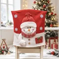 Festliche Weihnachts-Stuhlhussen mit niedlichem 3D-Schneemann-Plüschcharakter in Rot und Weiß - Schneemann