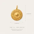 Pendentif soleil zodiaque en acier doré avec hauteur de 22,8 mm et poids de 2,7 g - Pendentif Constellation Seul (Sans Chaîne)