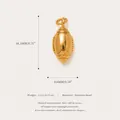 3D American football charm pendant in gold stainless steel with detailed measurements - American Football