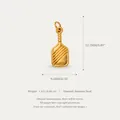 Gold stainless steel pickleball paddle pendant charm with dimensions and weight info. - Pickleball Paddle Shape / Gold