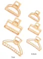 Pinzas de metal dorado para el cabello en tamaños de 7 cm y 4,5 cm para peinados - Juego aerodinámico rectangular y en forma de D / 7cm*3pcs + 4cm*3pcs (Juego de 6 piezas) / Dorado