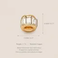 Vintage style cylindrical gold charm bead with inlaid rectangular crystals for jewelry making - 8mm / White Zirconia Round Charm