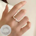 Minimalist silver-colored twisted wire open ring for women, stylish and adjustable - Open Adjustable / Woven Wrap Style (JZ5530)