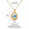 Vintage 14k gold plated copper locket necklace with an elegant blue flower design - Gold Frame Blue Flower