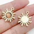 Golden sun alloy charms featuring brown gemstone center for DIY jewelry and keychains - Brown Cat's Eye Sun Flower (28604) / 1 Piece (21x18x3mm) / Gold
