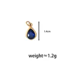 Blue teardrop birthstone pendant with gold frame, 1.4cm length and approx 1.2g weight - September Teardrop (Sapphire Blue Zirconia)