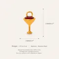 Gold-plated stainless steel goblet pendant with red gemstone and size specifications. - Wine Glass