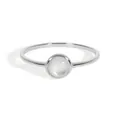 Elegant 925 sterling silver ring featuring a polished round white mother of pearl inlay. - US 6 / Silver
