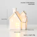 Décoration de maison de Noël lumineuse en céramique blanche avec lumière LED - Style Maison en Rangée (168g)