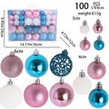 Comprehensive 100pcs Christmas ball set with assorted sizes 3/4/6cm in blue and pink - Blue & Pink