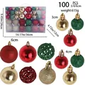 100pcs Christmas ball ornament set in red gold green for holiday tree decoration - Gold Red & Dark Green