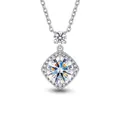 Elegant D-color moissanite pendant in S925 sterling silver, luxury square halo design - FDDZ-144 Style (Rhombus Escort) / 6.5mm (1.0 Carat) / White Gold