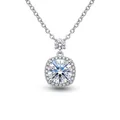 Elegant D-color moissanite necklace in S925 sterling silver with a halo pendant design - FDDZ-145 Style (Classic Halo) / 6.5mm (1.0 Carat) / White Gold