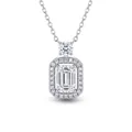 Elegant emerald cut moissanite pendant necklace in 925 sterling silver - Emerald Cut Halo Style (FDDZ-146) / 5*7mm / White Gold