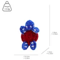 Kleine handgehaakte blauw-rode speelgoedschildpad met maat- en gewichtsaanduiding - Schildpad