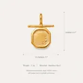 Vintage 18K gold plated stainless steel octagonal coin pendant with T-bar bail detail - Blank Square