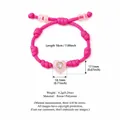 Pink braided adjustable heart bracelet with resin charm and clear crystal inlay details - No.1 Heart Rose Pink Cord