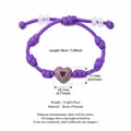 Verstellbares lila geflochtenes Armband mit einem lila herzförmigen Harzanhänger - Nr. 5 Herz Lila Kordel