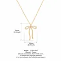 Gold-plated bow pendant necklace with clear measurement and weight specifications. - Tassel Bowknot / Gold Necklace